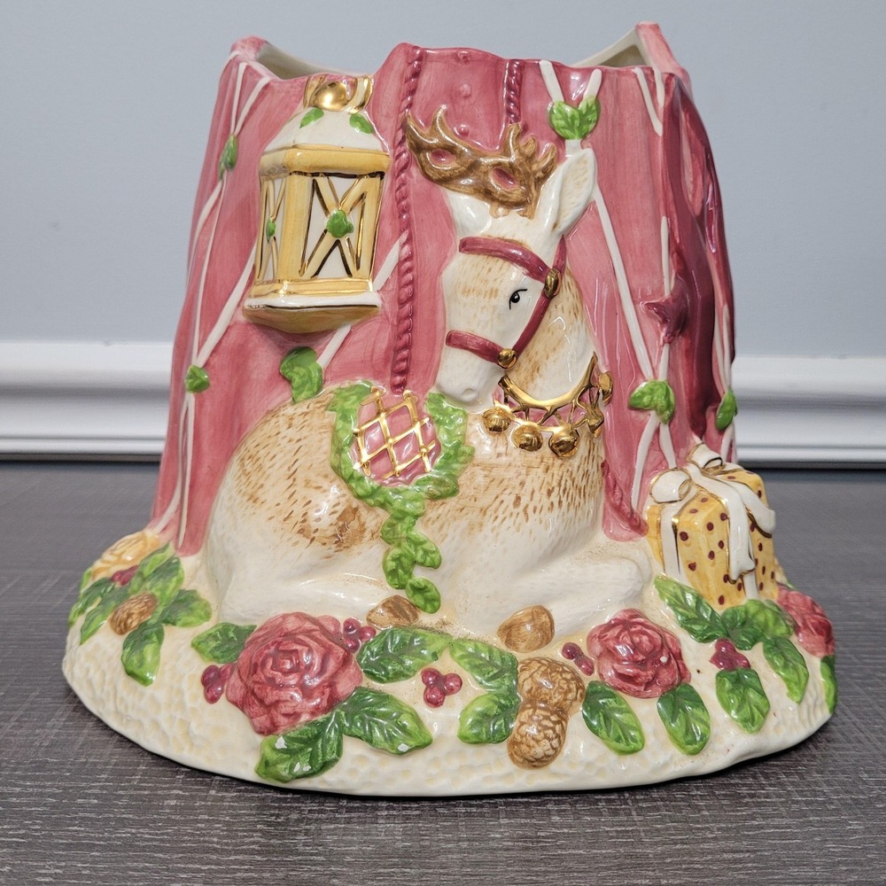 Royal Albert Old Country Roses Santa Cookie Jar Signed Seasons Of Colour Pink - Picture 7 of 11